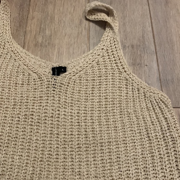 𝅺Moon & Madison Knit Crop Top Cream See Through  Size L - Picture 3 of 6